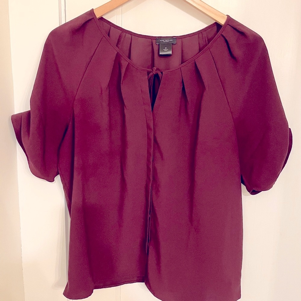 Maroon Tie-front Blouse